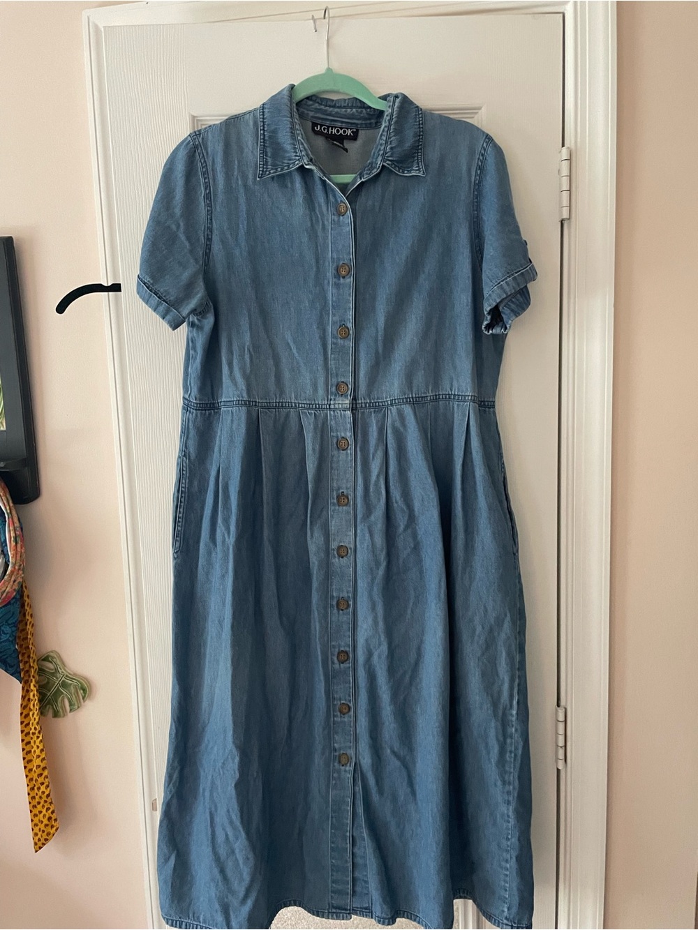 Blue Denim vintage cotton Button-Front Dress